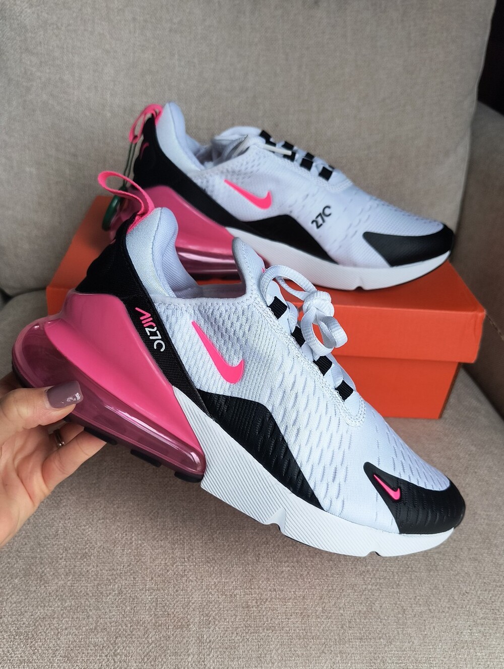 NEW Nike Air Max 270 Hyper Pink White Womens Sizes AH6789-127 Size 8